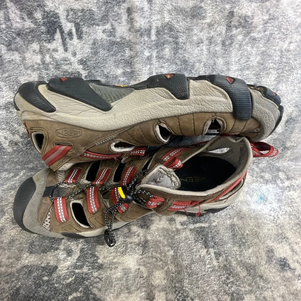 Keen Mens Size 9 Sandals Burnt Orange Tan Leather Mesh Hiking Outdoors